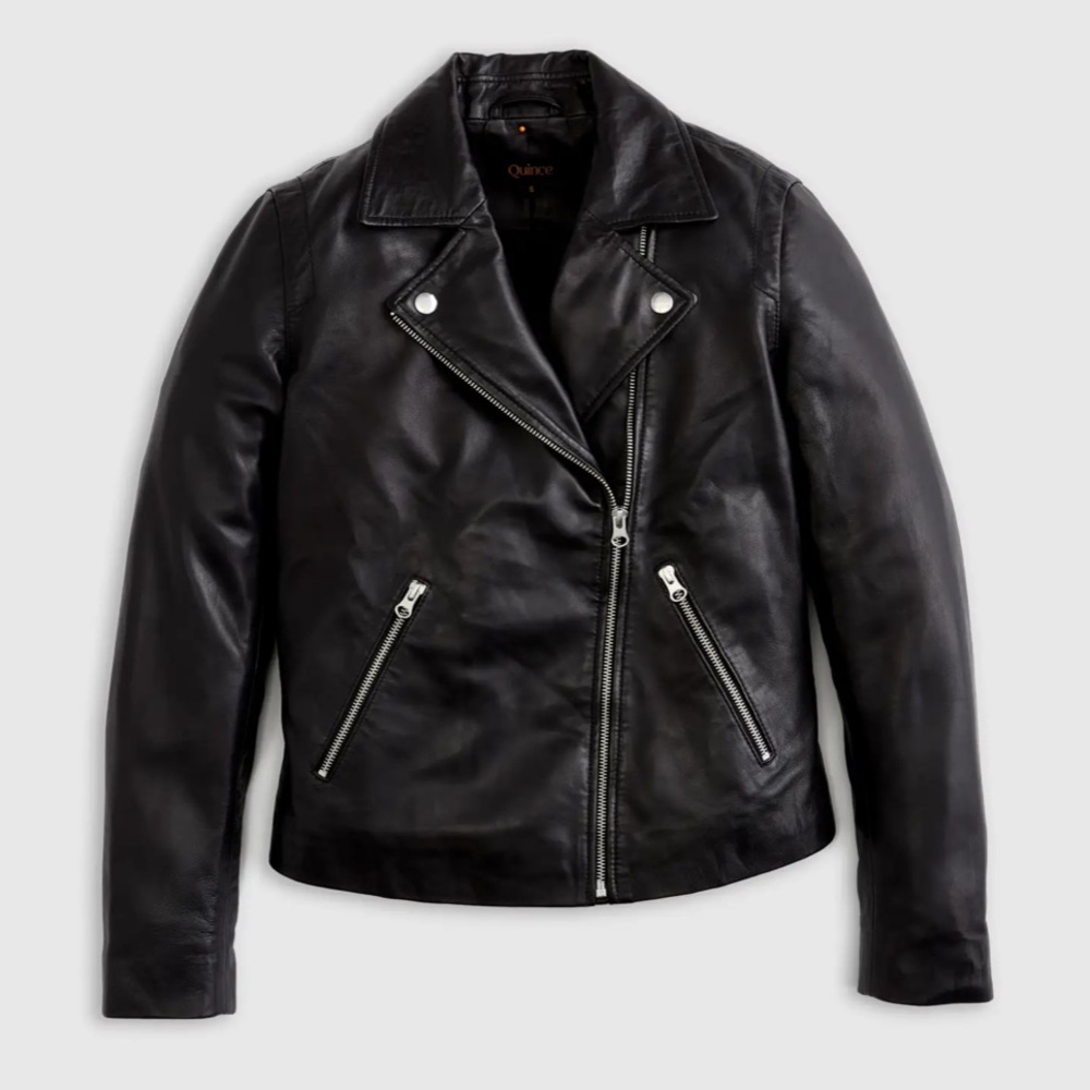 Quince 100% Washed Leather Biker Jacket